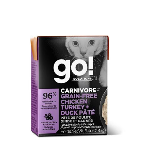 PETCUREAN GO! | Chat Tetra Pak sans grains poulet, dinde, canard. Nature Animale, votre référence en alimentation animale à Mascouche.