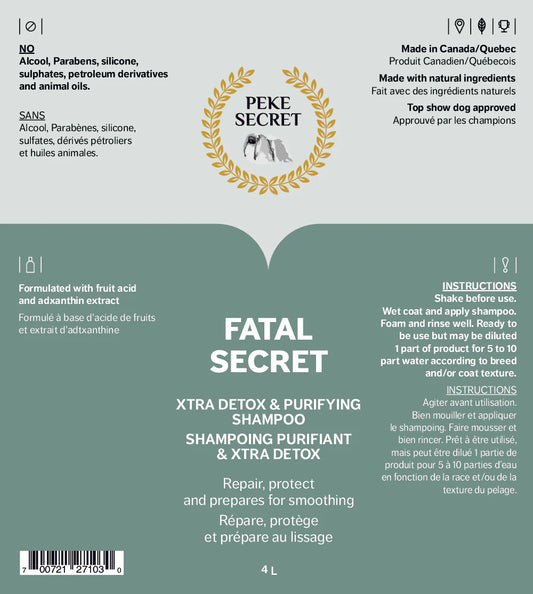 PEKE SECRET | Shampoing naturel pour chien et chat FATAL SECRET. Nature Animale, votre référence en alimentation animale et sport canin à Mascouche.