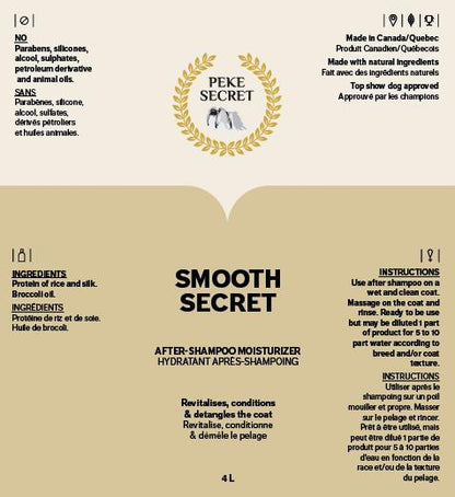 PEKE SECRET | Conditionneur naturel pour chien et chat SMOOTH SECRET. Nature Animale, votre référence en alimentation animale et sport canin à Mascouche.