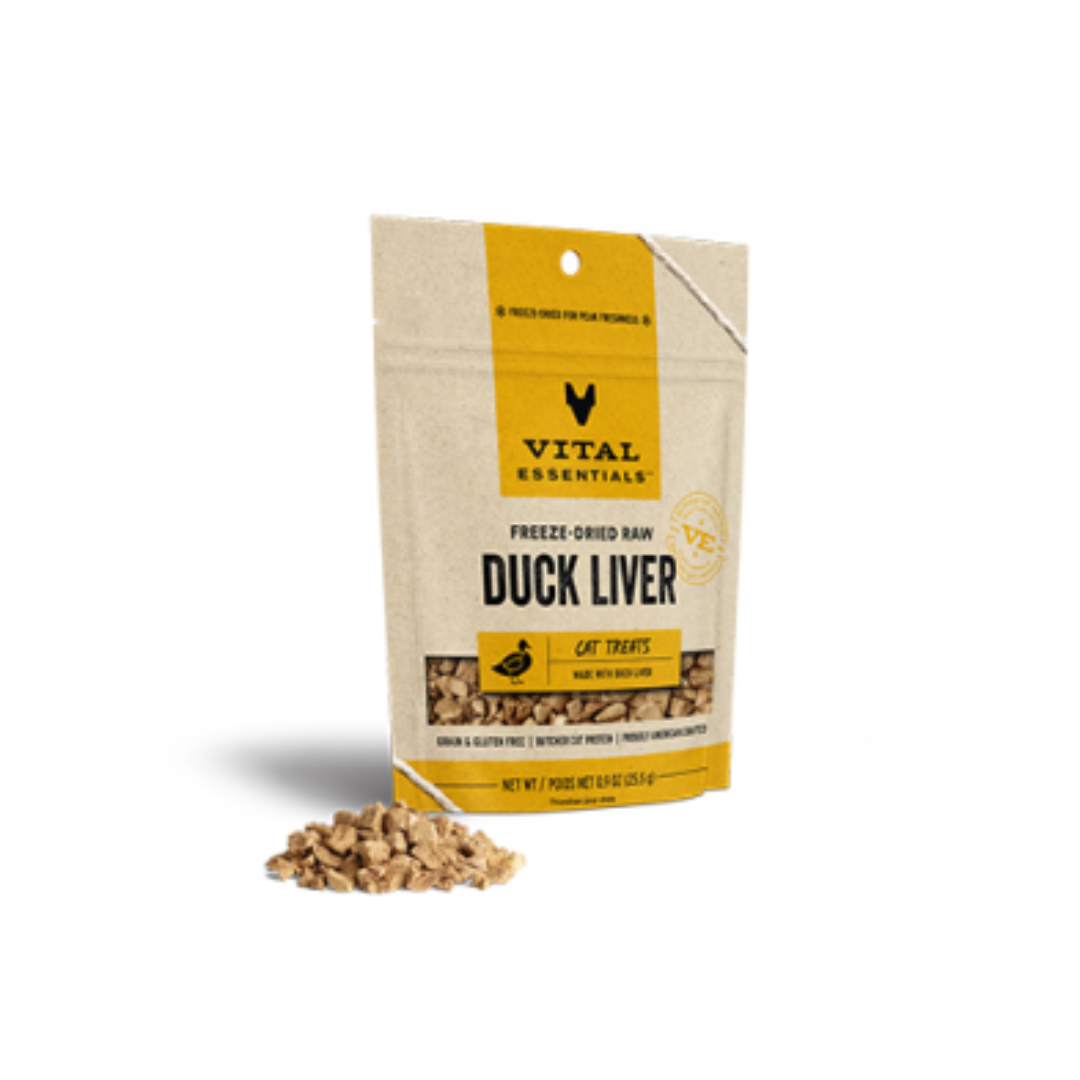 VITAL ESSENTIALS | Chat, Bouchées de foie de canard lyophilisées 0.9 oz