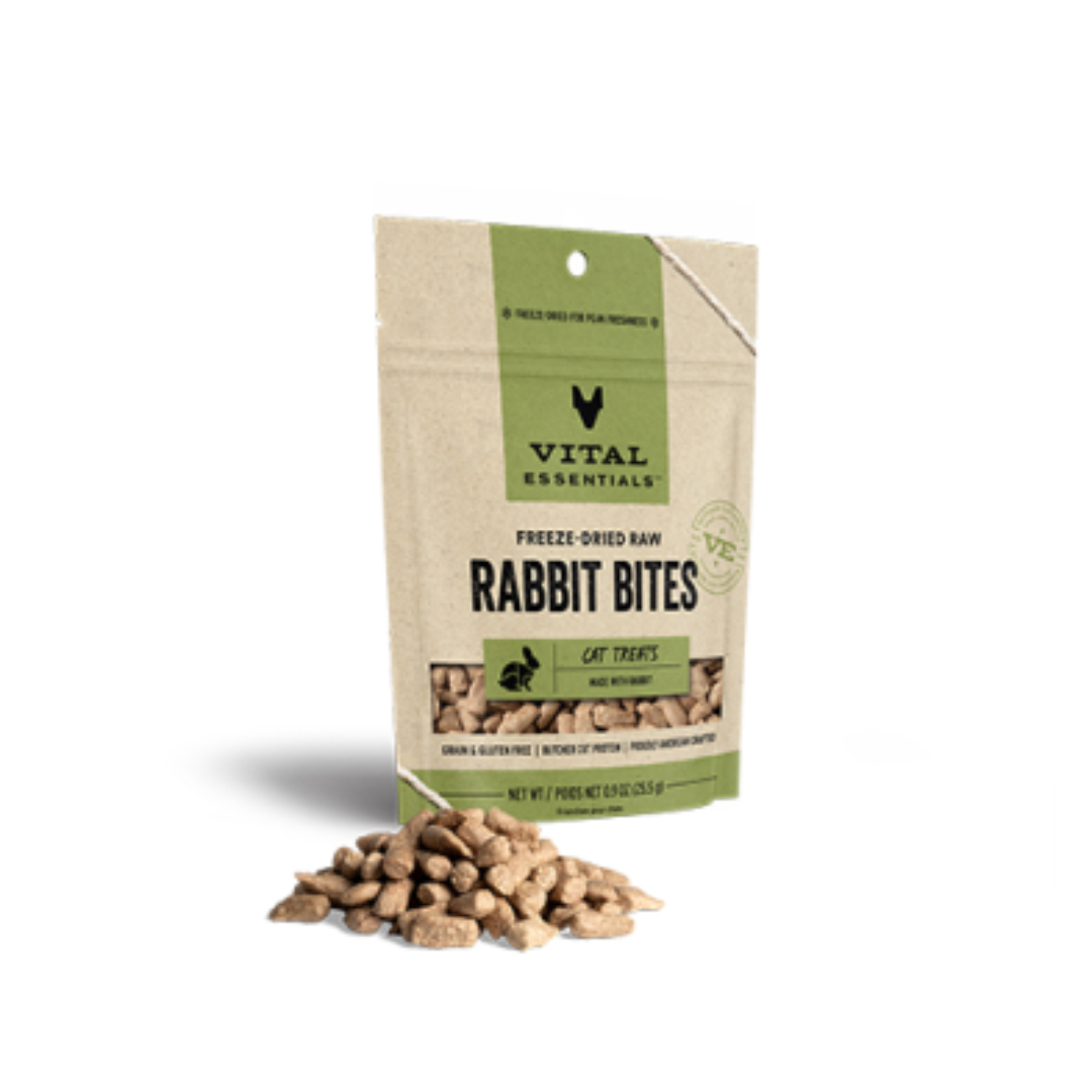 VITAL ESSENTIALS | Chat, Bouchées lyophilisés de lapin CHAT 0.9 oz