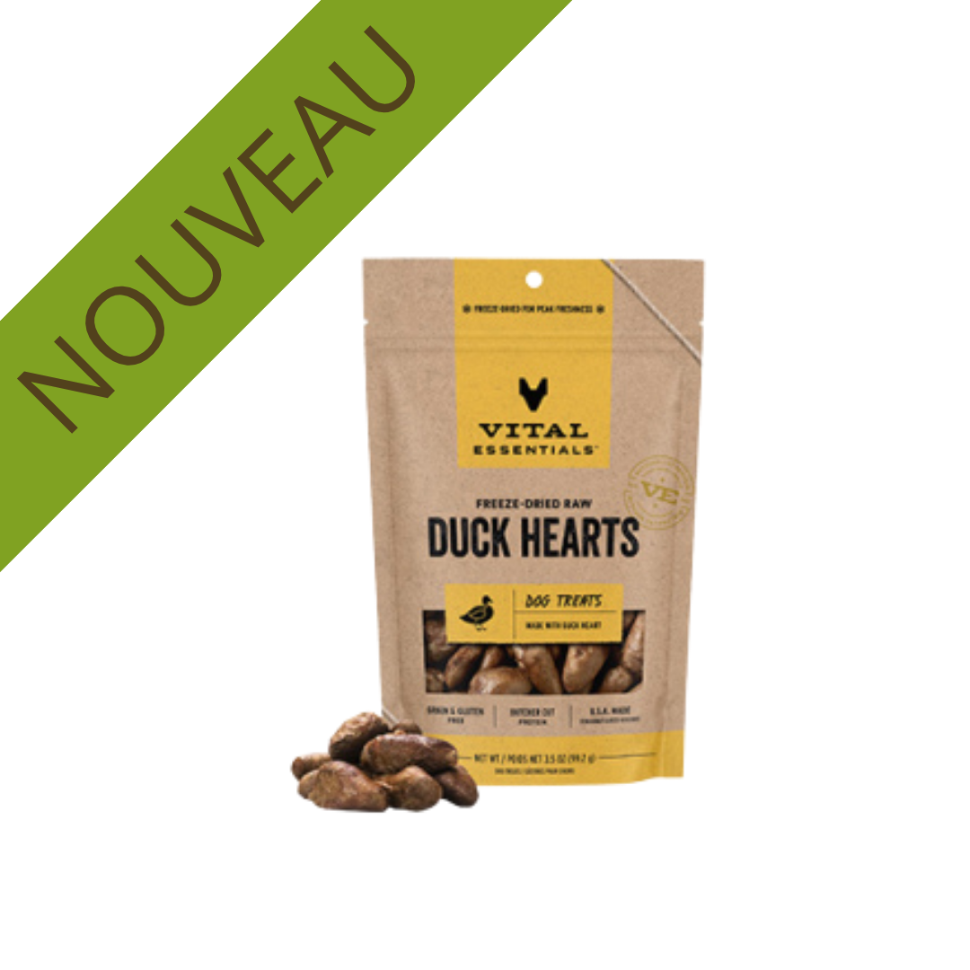 VITAL ESSENTIALS | Coeurs de canard lyophilisés 3.5oz chien