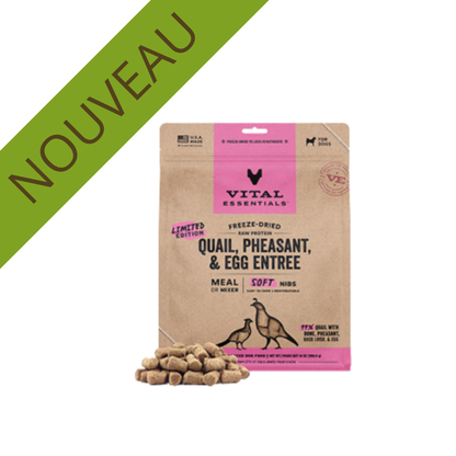 VITAL ESSENTIALS | Repas de Caille,Faisant et Oeuf Lyophilisé 14oz chien