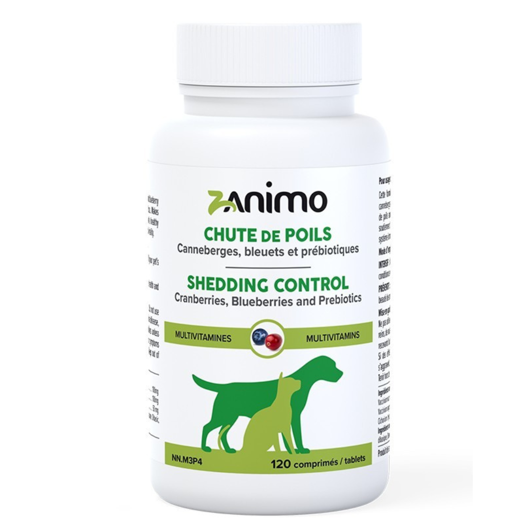 ZANIMO | Chute de poils 240 comprimés. Nature Animale, votre référence en alimentation et sports canin à Mascouche.