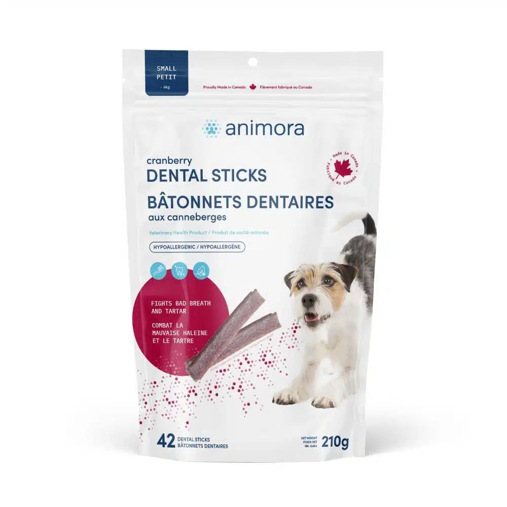 ANIMORA | Bâtonnets petit (42) dentaire à la canneberge pour chiens. Nature Animale, votre référence en alimentation animale et sport canin à Mascouche.