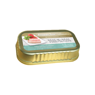 SNAPPY TOM | Conserve pour chats ultimate thon et barramundi 85g. Nature Animale, votre référence en alimentation animale à Mascouche.