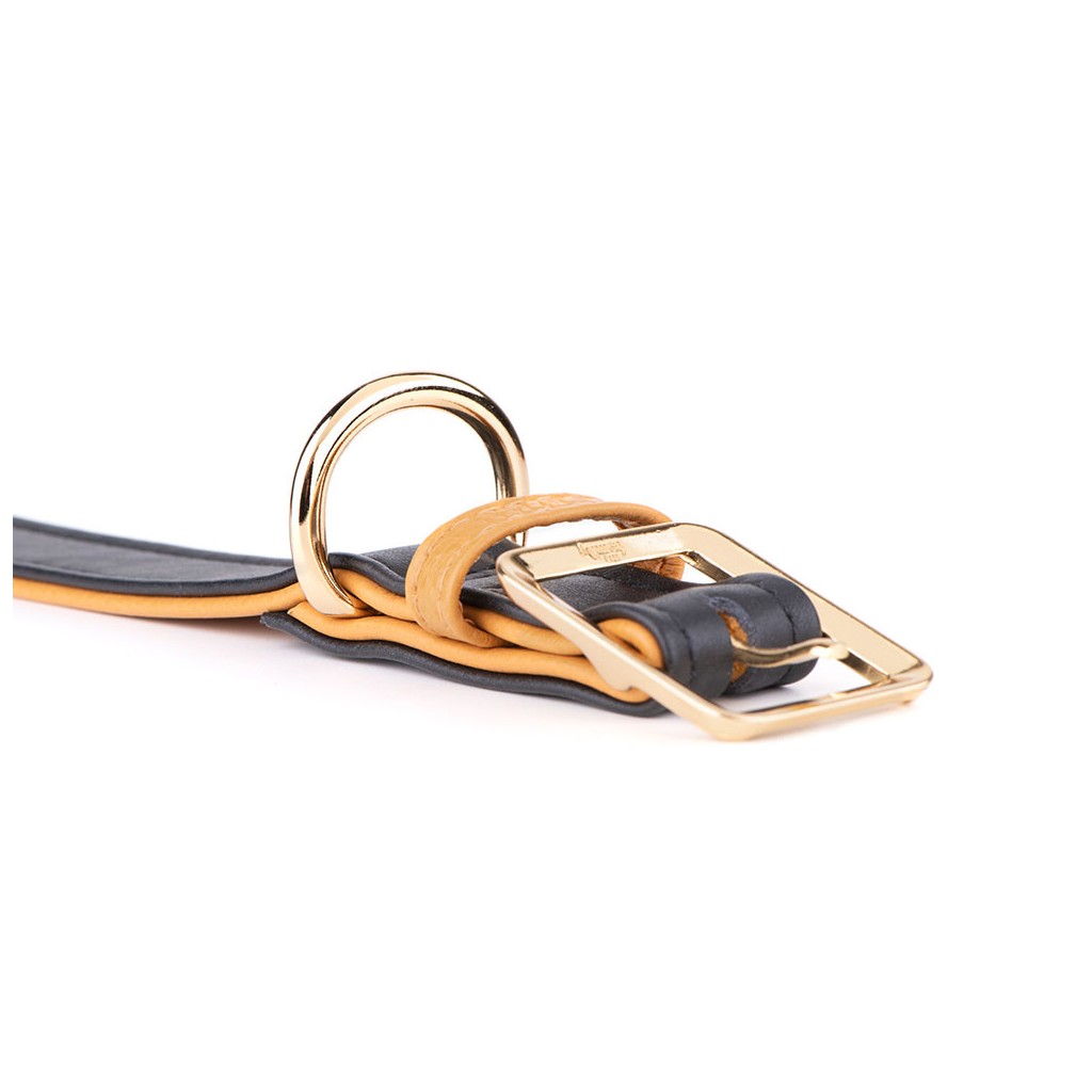 MY FAMILY | Collier en cuir collection Hermitage, noir et ocre