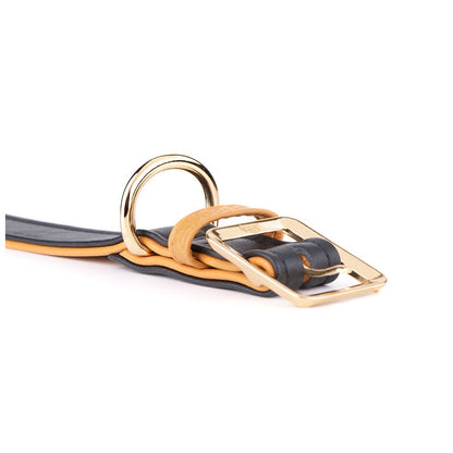 MY FAMILY | Collier en cuir collection Hermitage, noir et ocre