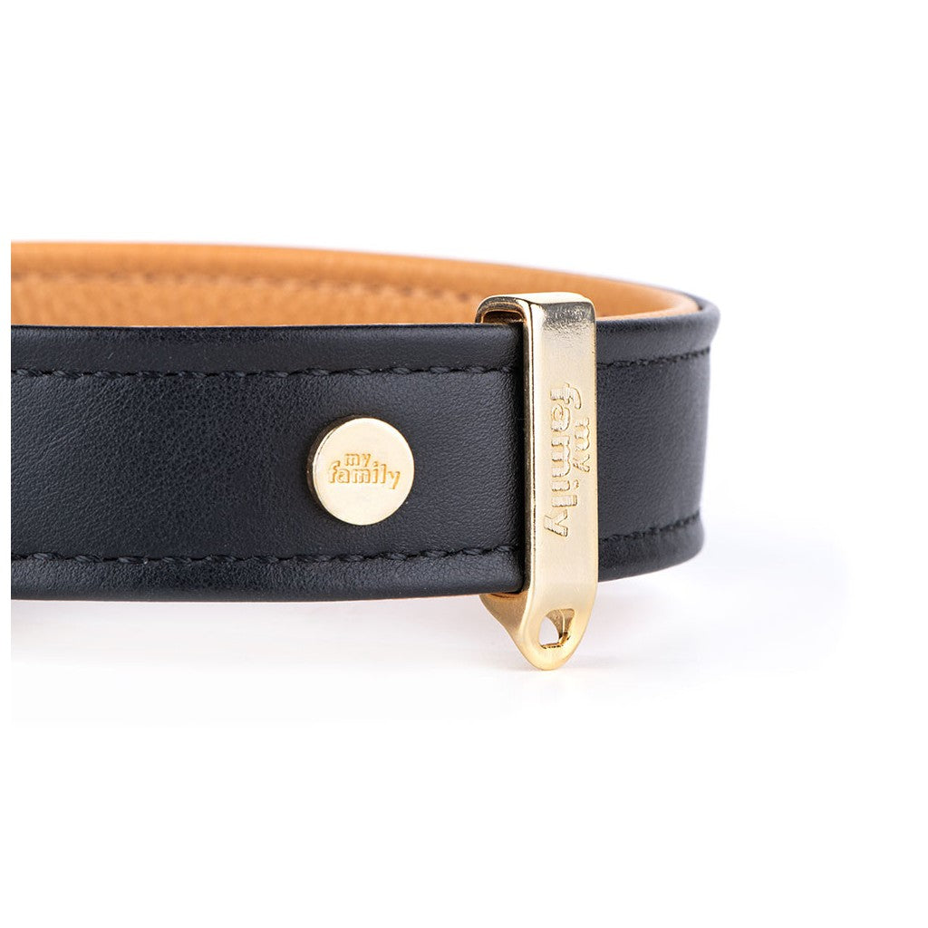 MY FAMILY | Collier en cuir collection Hermitage, noir et ocre