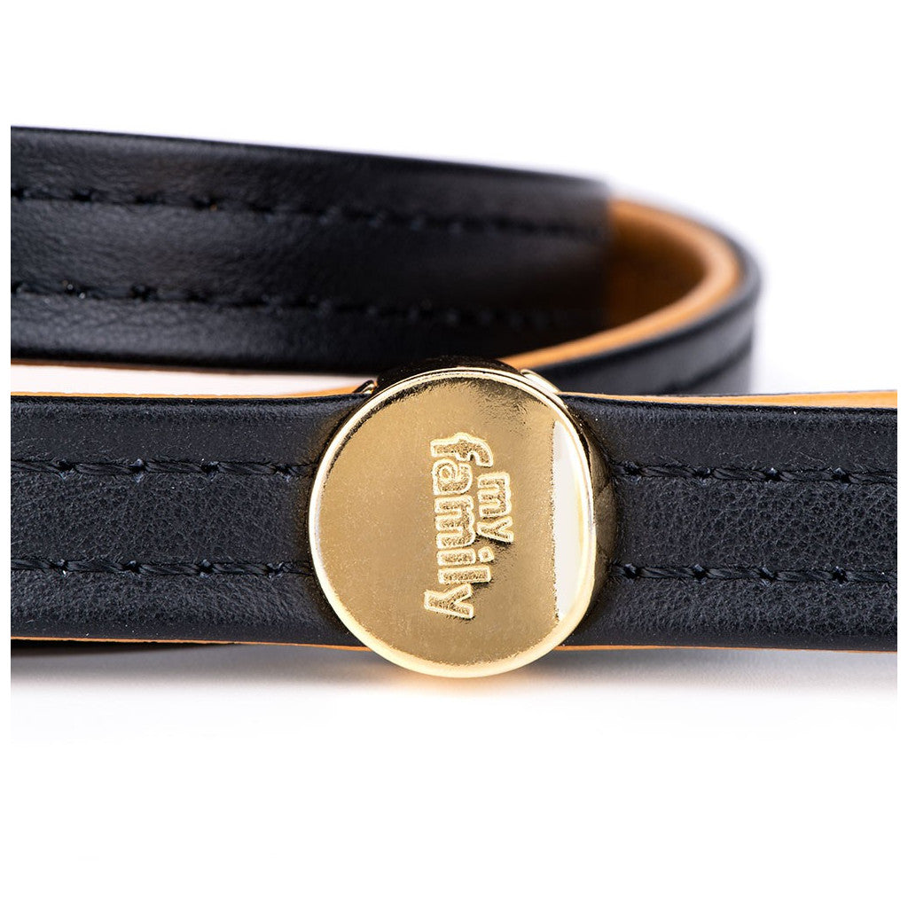 MY FAMILY | Laisse en cuir collection Hermitage, noir et ocre