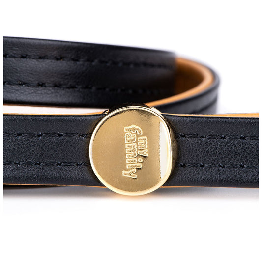 MY FAMILY | Laisse en cuir collection Hermitage, noir et ocre
