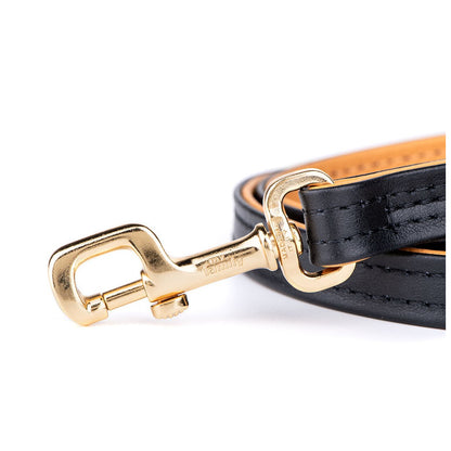 MY FAMILY | Laisse en cuir collection Hermitage, noir et ocre