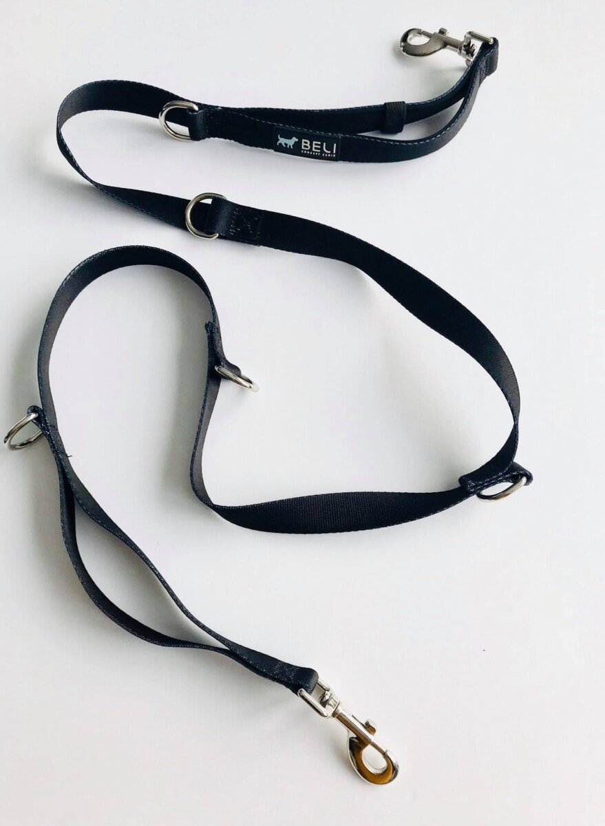 BELI | Laisse multi-fonctions 7 en 1 noire pour chiens. Nature Animale, votre référence en alimentation animale et sport canin à Mascouche.