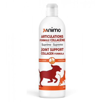 ZANIMO | Articulations Suprême Collagène pour chiens et chats 250ml. Nature Animale, votre référence en alimentation et sports canin à Mascouche.