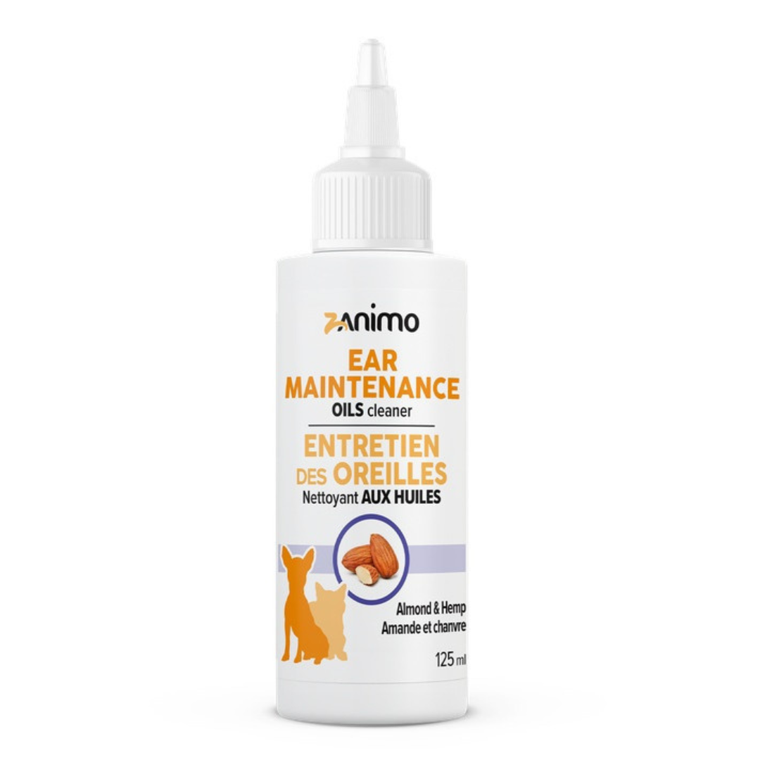 ZANIMO | Entretien des oreilles aux huiles pour chiens et chats 125ml. Nature Animale, votre référence en alimentation et sports canin à Mascouche.
