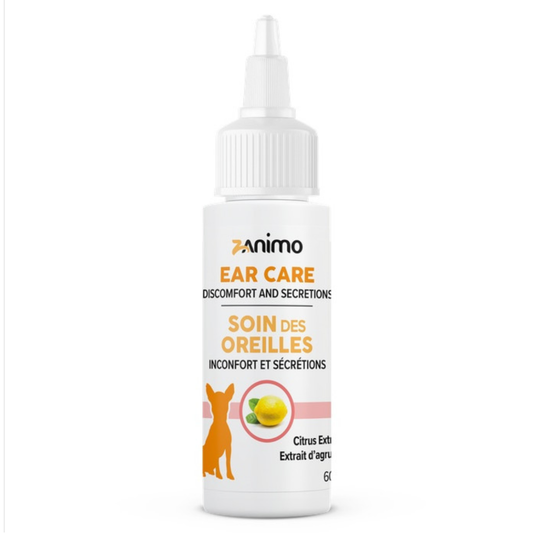 ZANIMO | Soin des oreilles pour chiens 60ml. Nature Animale, votre référence en alimentation et sports canin à Mascouche.