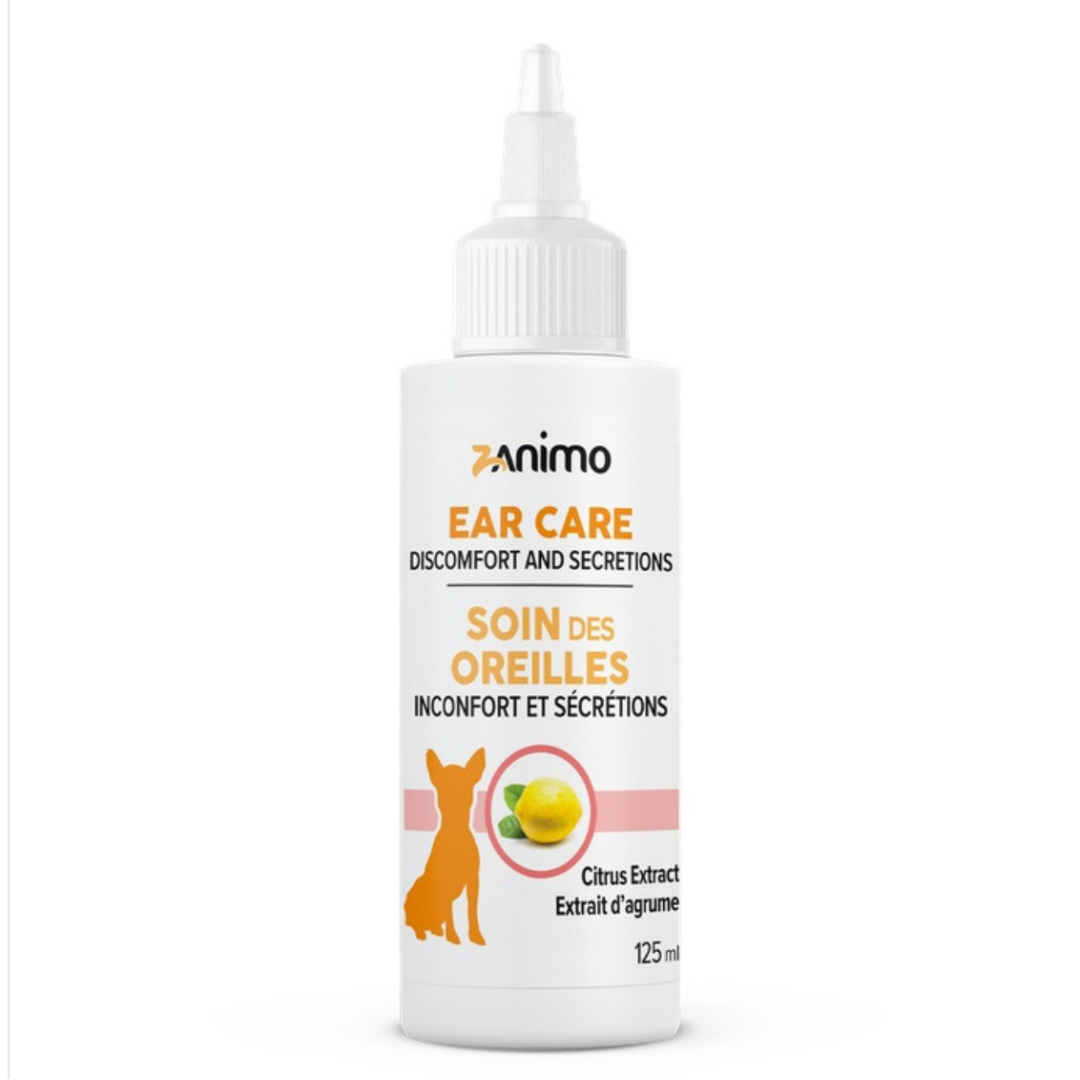 ZANIMO | Soin des oreilles pour chiens 125ml. Nature Animale, votre référence en alimentation et sports canin à Mascouche.
