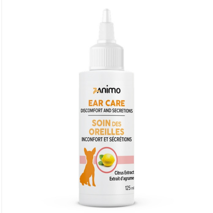 ZANIMO | Soin des oreilles pour chiens 125ml. Nature Animale, votre référence en alimentation et sports canin à Mascouche.