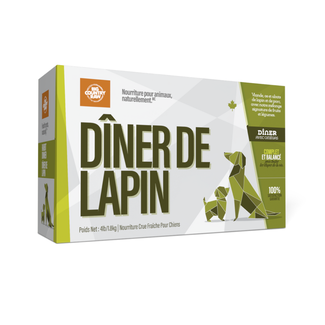BIG COUNTRY RAW | Dîner lapin 4lbs. Nature Animale, votre référence en alimentation et sports canin à Mascouche.