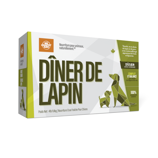 BIG COUNTRY RAW | Dîner lapin 4lbs. Nature Animale, votre référence en alimentation et sports canin à Mascouche.