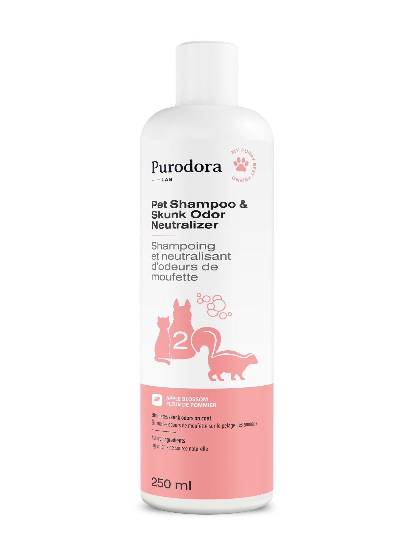 PURODORA LAB | Shampoing anti odeur de mouffette. Nature Animale, votre référence en alimentation animale et sport canin à Mascouche.
