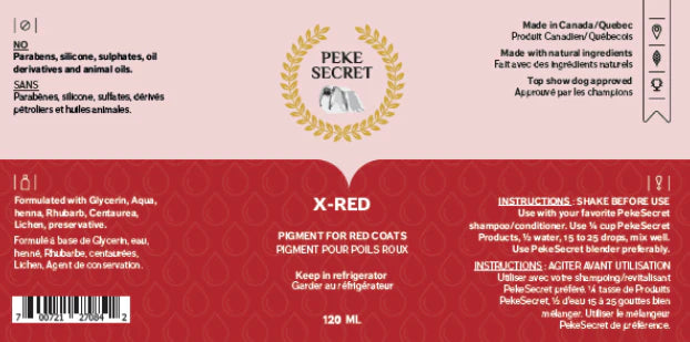 PEKE SECRET | Pigment pour poils roux X-RED. Nature Animale, votre référence en alimentation animale et sport canin à Mascouche.